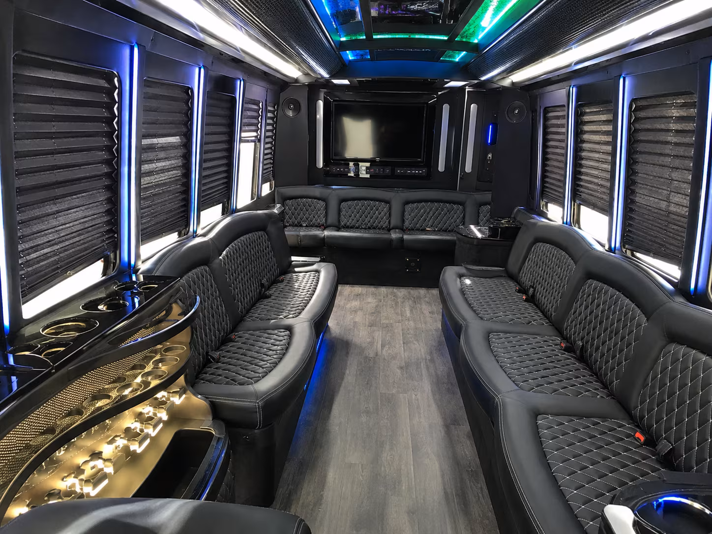 Birmingham Birthday, Sweet 16, & Quinceañera Transportation party bus interior