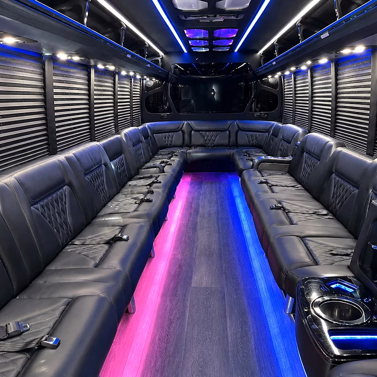 Birmingham Sporting Event Transportation party bus interior
